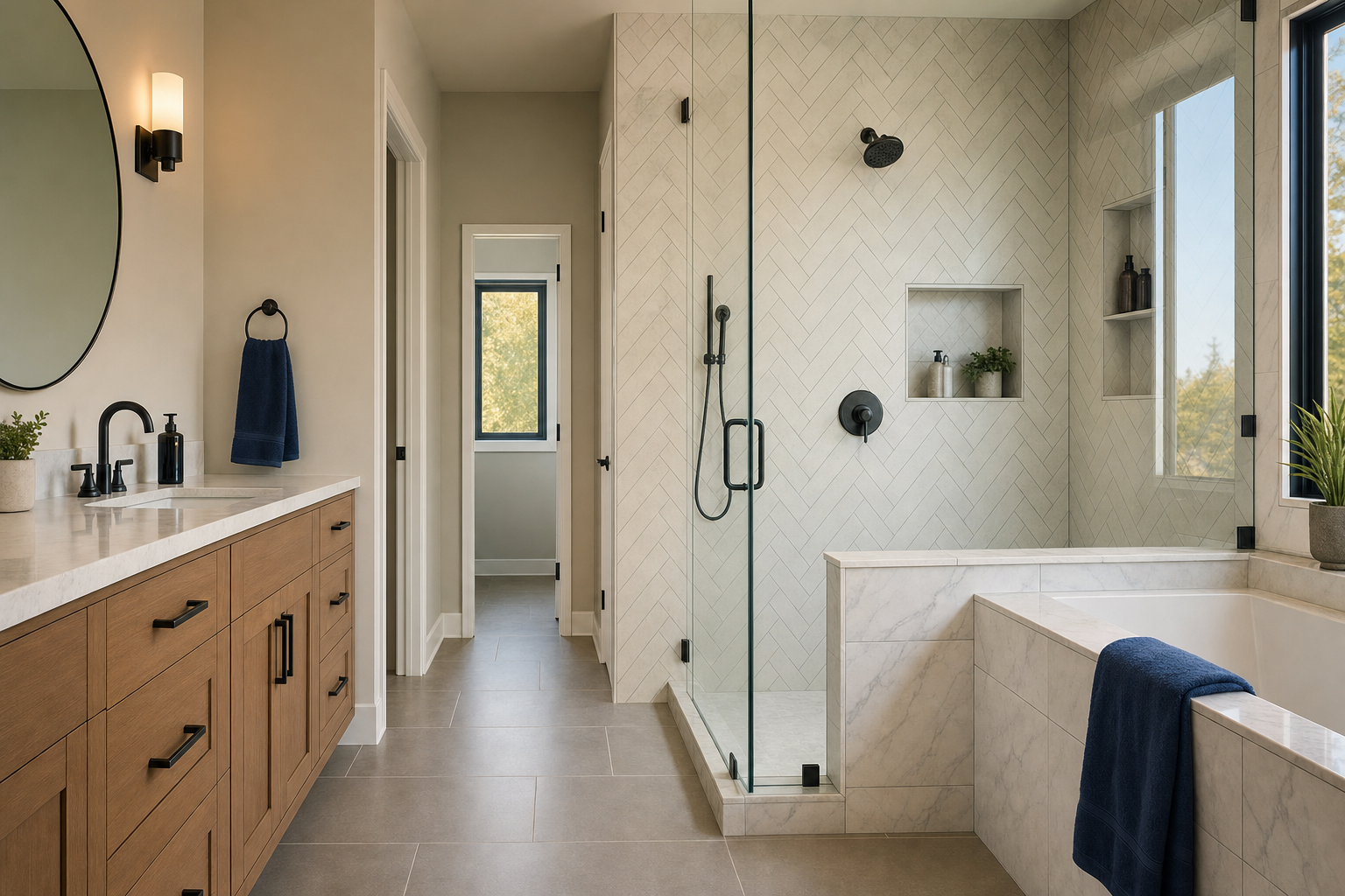 Tile Installation — corner or transition detail showing precise cuts