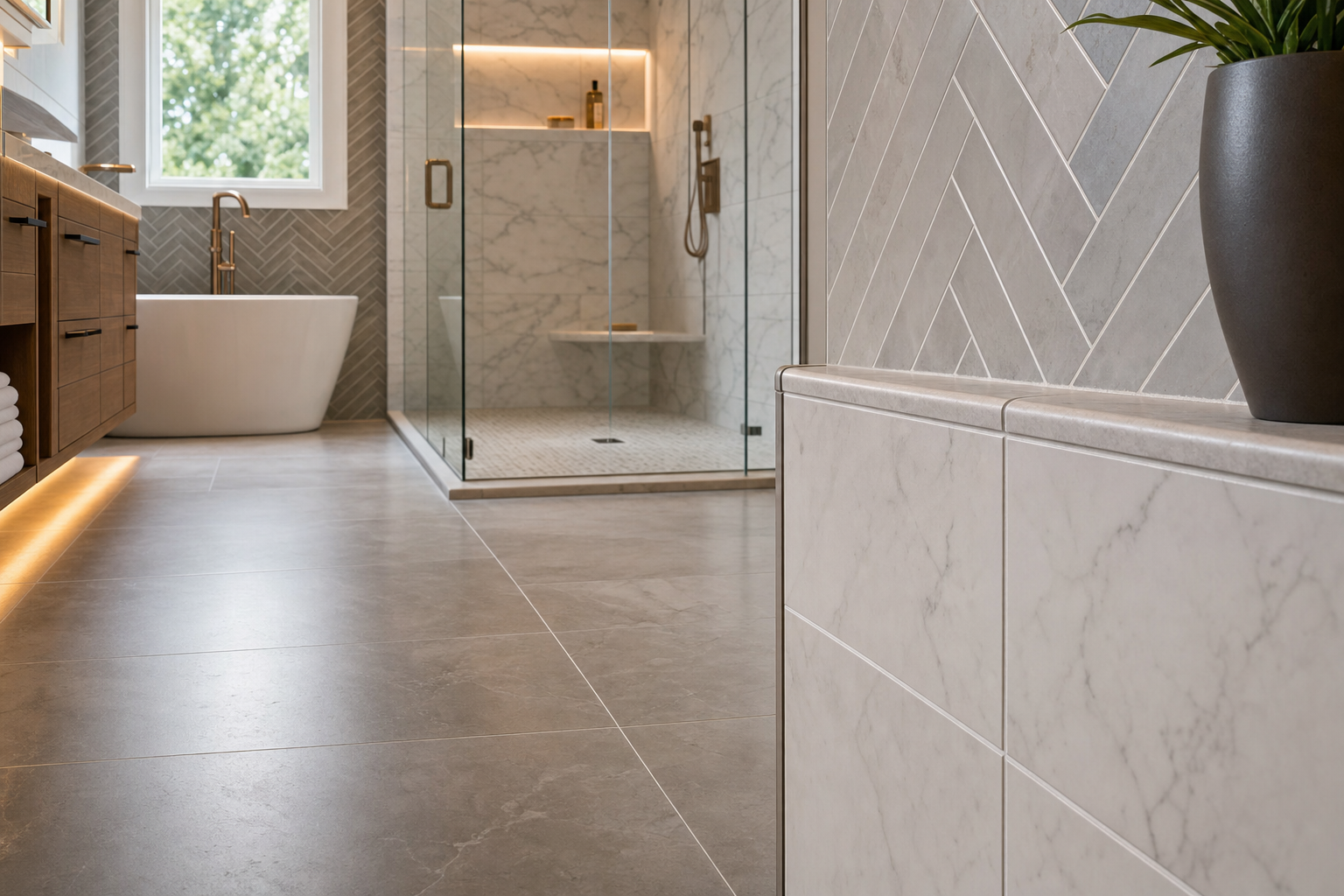 Tile Installation — close-up of grout lines and tile edge detail